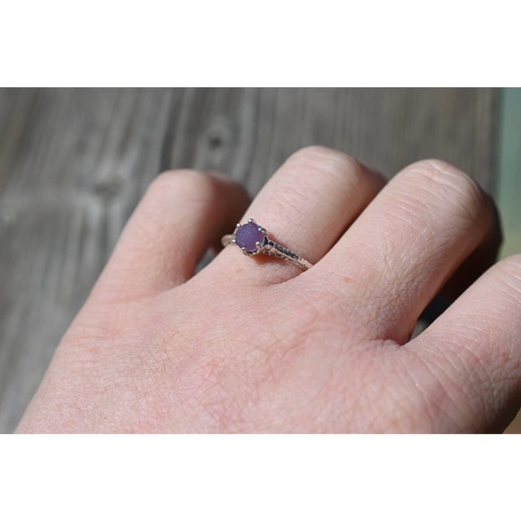 Grape Agate Ring, Unique Art Deco Raw Engagement Ring Gifts Wife Anniver… - Picture 3 of 3